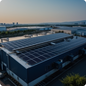 Green energy solution on commercial rooftop – solar panels by Hyenr